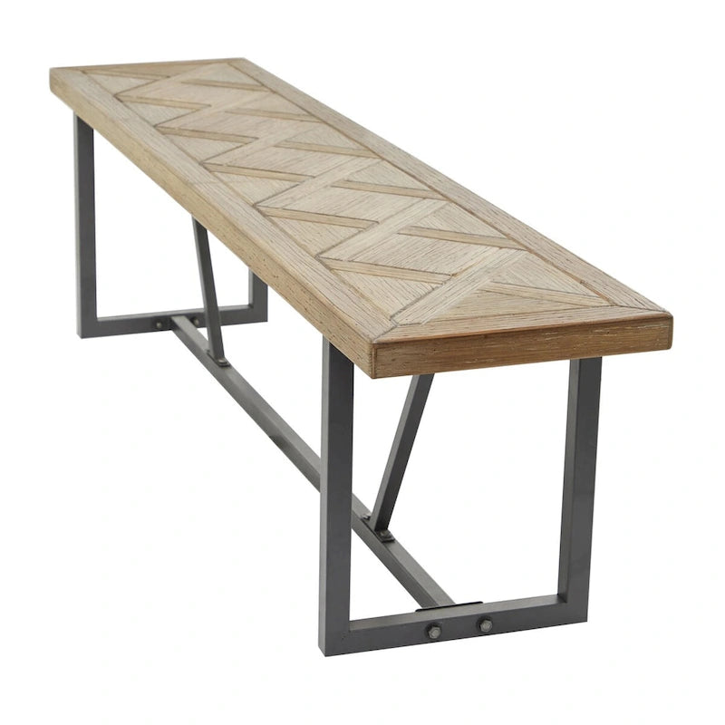 Banc en bois avec base en métal noir – Marron – Décor Roche River