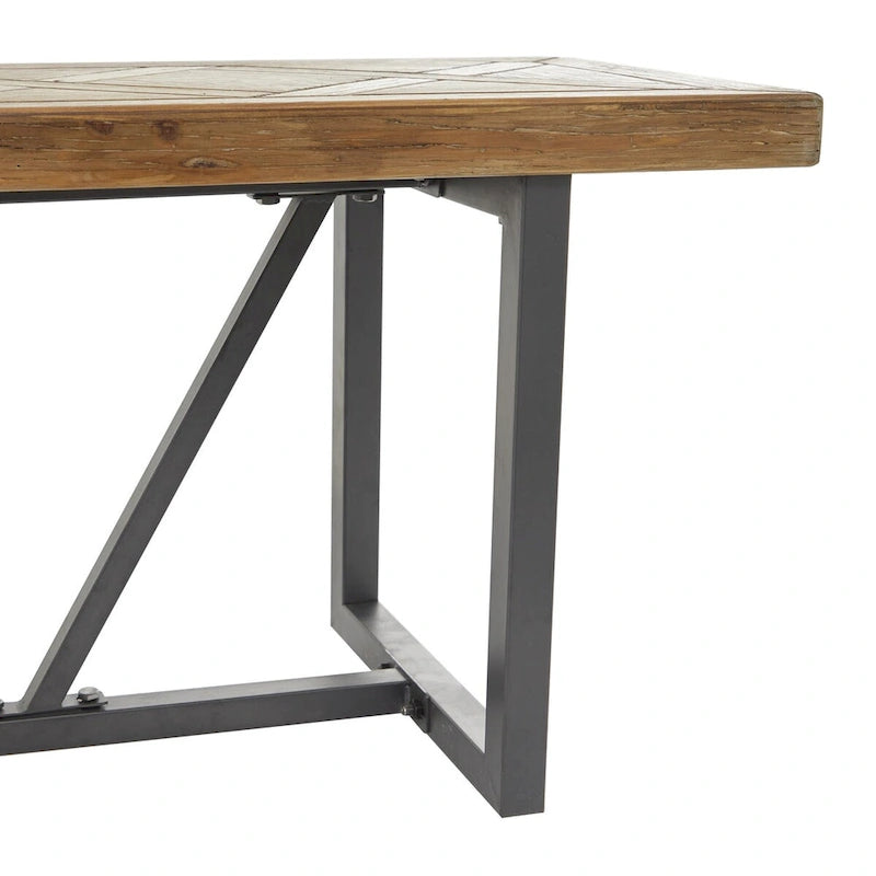 Banc en bois avec base en métal noir – Marron – Décor Roche River