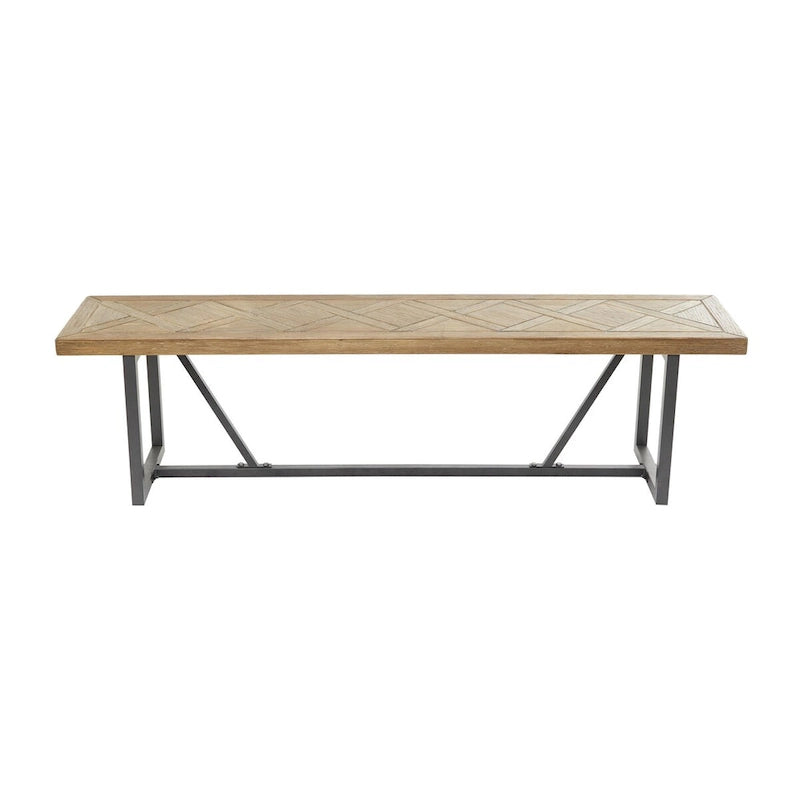 Banc en bois avec base en métal noir – Marron – Décor Roche River