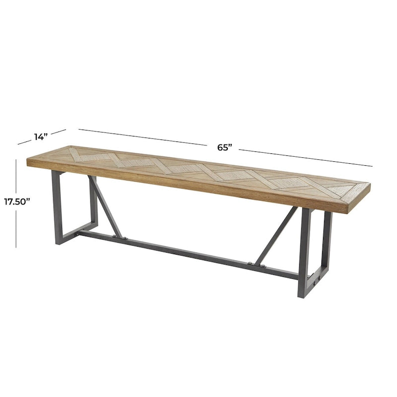 Banc en bois avec base en métal noir – Marron – Décor Roche River