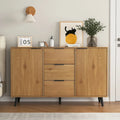 Bahut Commode, Meuble de Bar à Café, Meuble de 120 cm avec 3 Tiroirs et 2 Portes, Buffet de Cuisine Placard Naturel