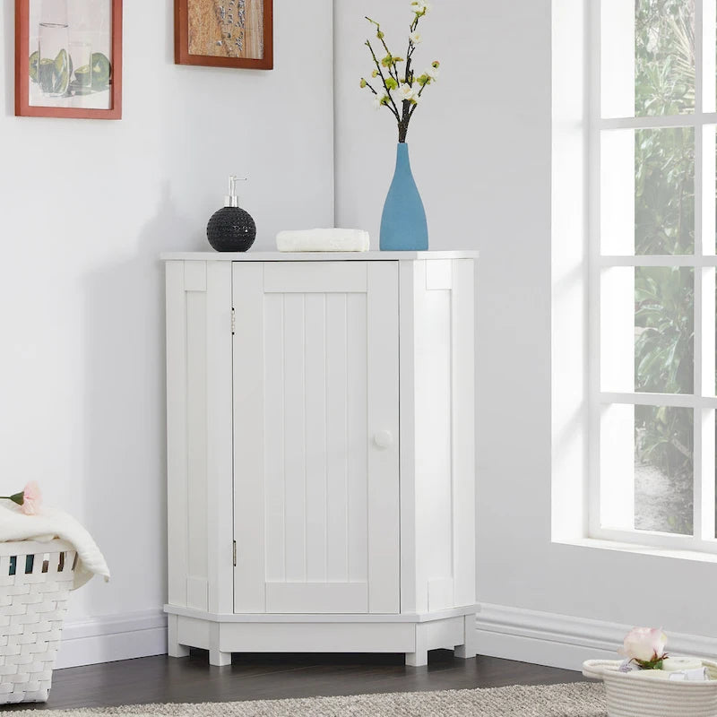 Meuble de rangement d'angle triangulaire avec étagère réglable