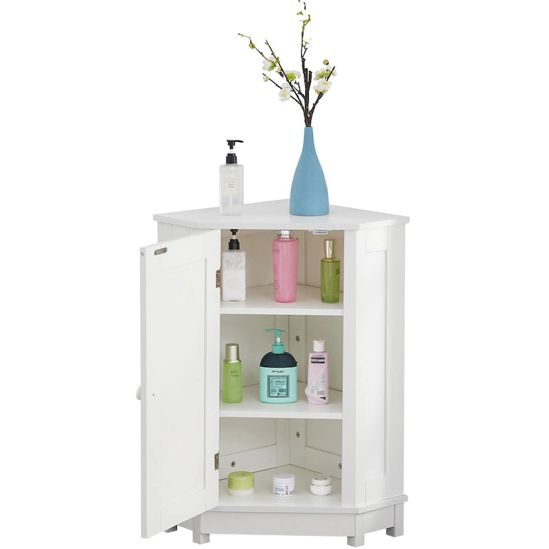 Meuble de rangement d'angle triangulaire avec étagère réglable