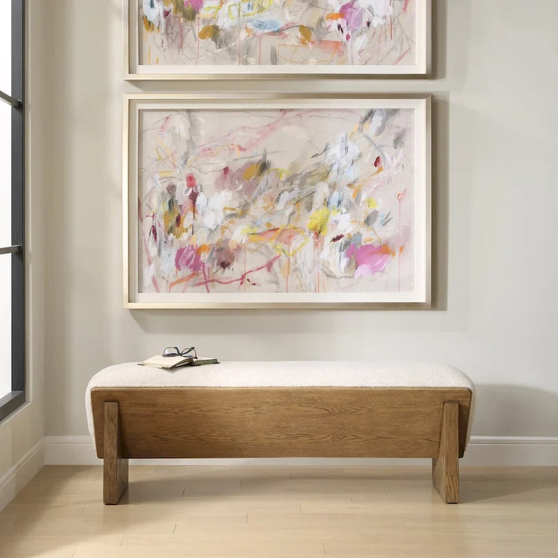 Banc en tissu ivoire Wedged Uttermost – 17 H X 59 L X 19 P