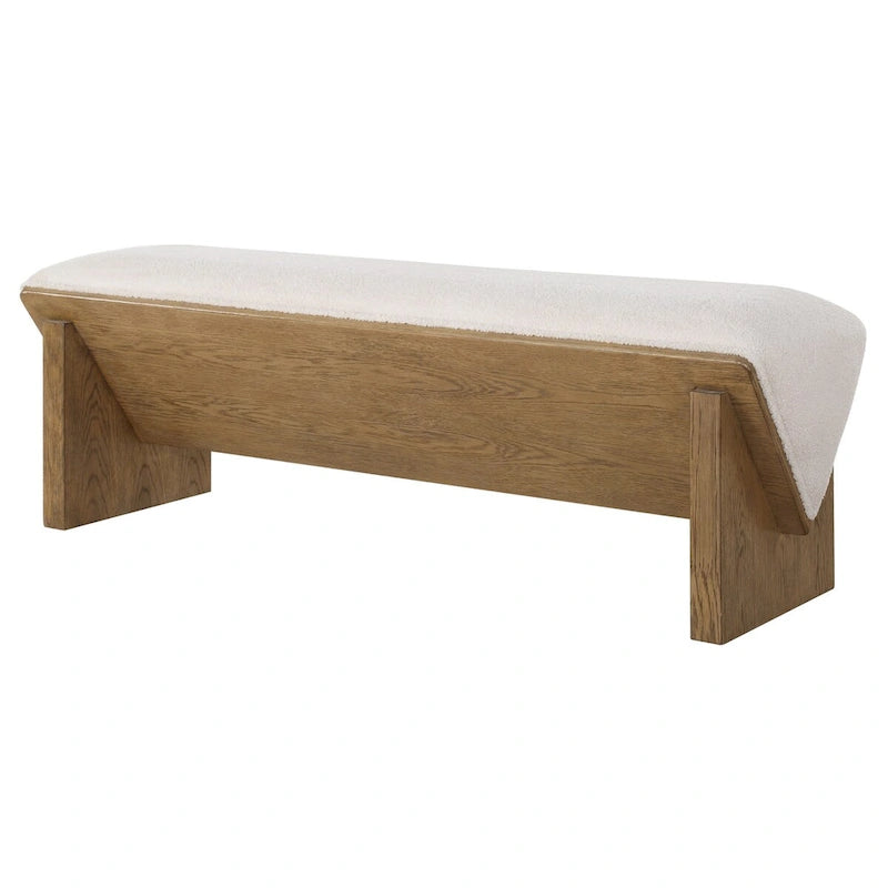 Banc en tissu ivoire Wedged Uttermost – 17 H X 59 L X 19 P