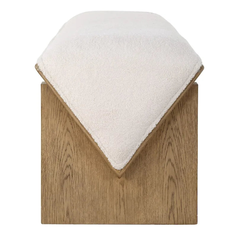 Banc en tissu ivoire Wedged Uttermost – 17 H X 59 L X 19 P