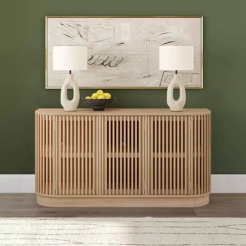 Buffet en bois massif Plank+Beam Contour avec 3 portes, meuble TV 59 po pour salon