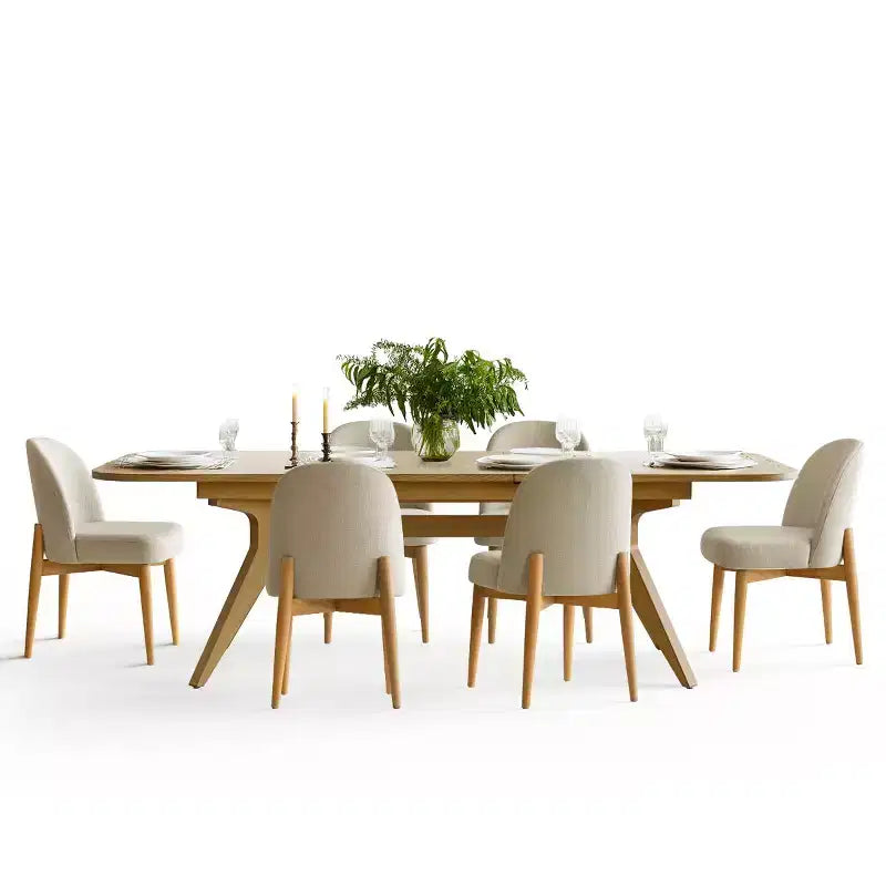 Ensemble de salle à manger 7 pièces, table à tréteaux extensible de 198-244 cm avec chaises rembourrées et pieds en bois massif - Panipeachy