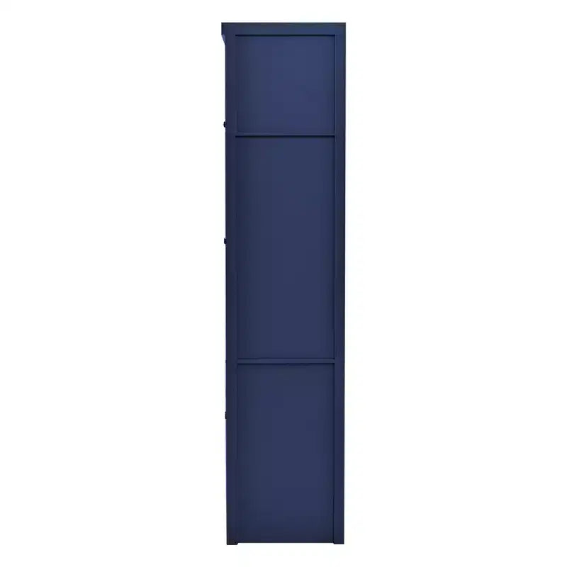Grand meuble de garde-manger de cuisine avec prises électriques, grand placard autoportant avec support pour micro-ondes, tiroirs, étagères, casiers à vin et étagère de porte