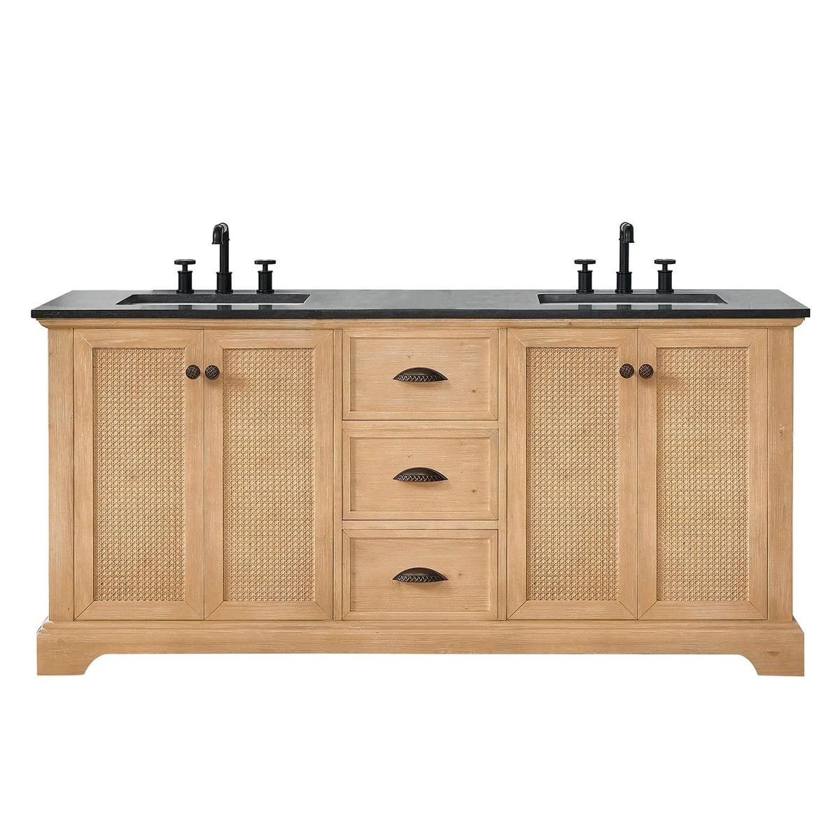 Meuble sous-vasque Hervas avec plateau en marbre naturel, sans miroir