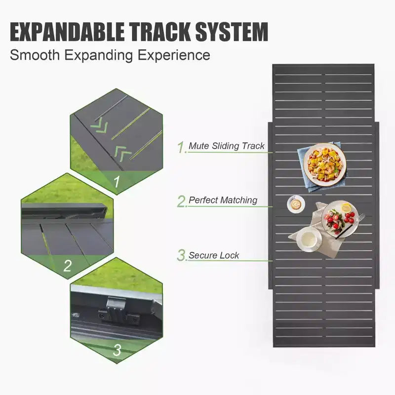 Table à manger extensible Okak en aluminium pour patio, cuisine et salle à manger