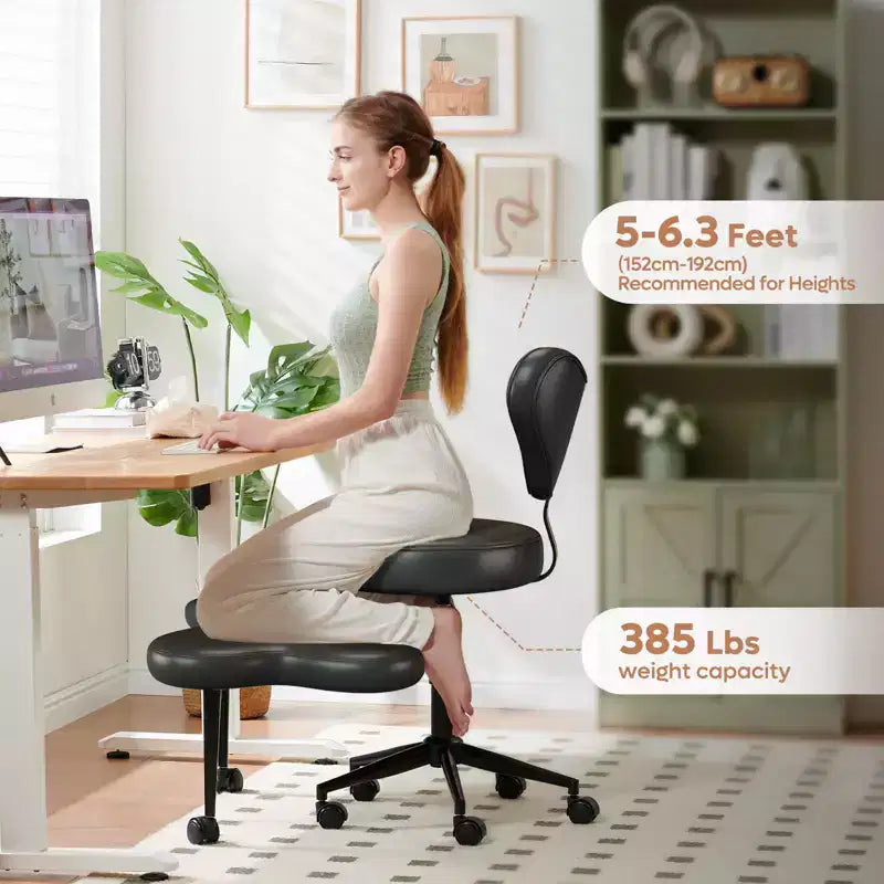 Chaise de bureau ergonomique Pinmoco Criss Cross, Chaise de méditation réglable en hauteur, Pivotante à 360°, Support lombaire, Chaise de travail et de bureau, Chaise TDAH